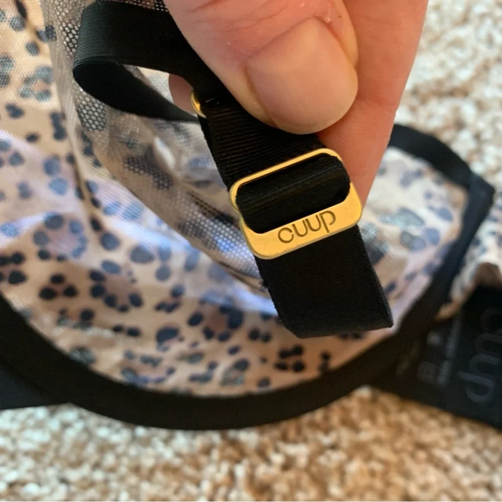 CUUP Bra Size 38F The Plunge Animal Leopard Print Sheer Mesh Black Brown - Picture 4 of 9